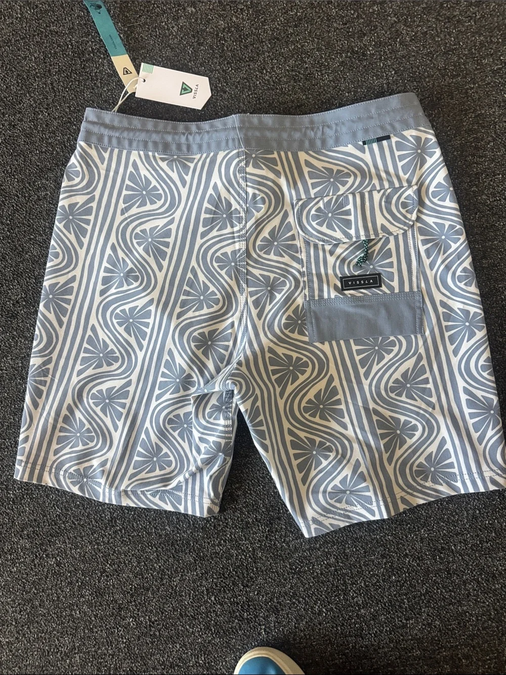 VISSLA Light Blue Geo Wave Swim Shorts